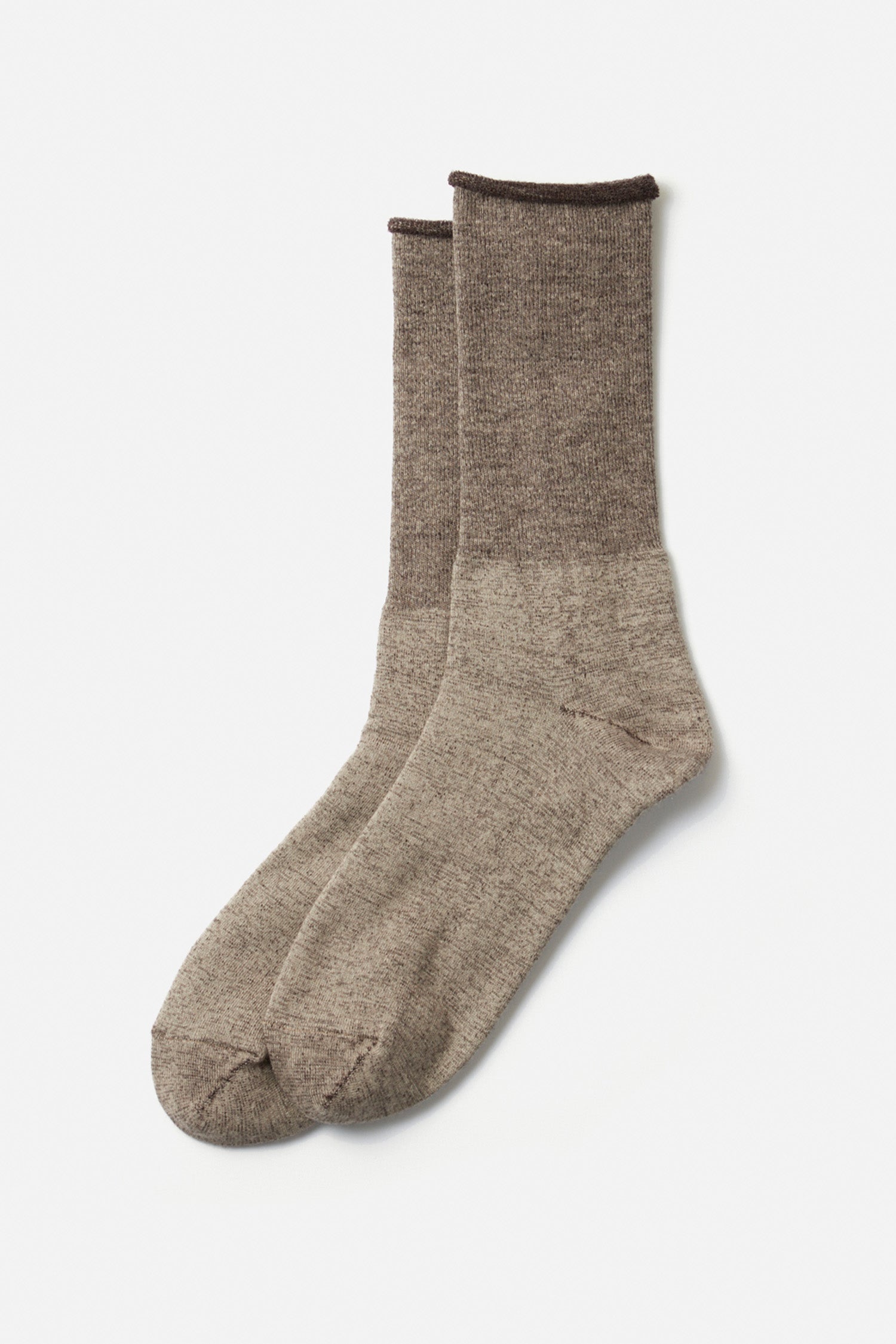 A pair of RoToTo City Socks in grey with dark brown trim by RoToTo, shown against a plain white background.