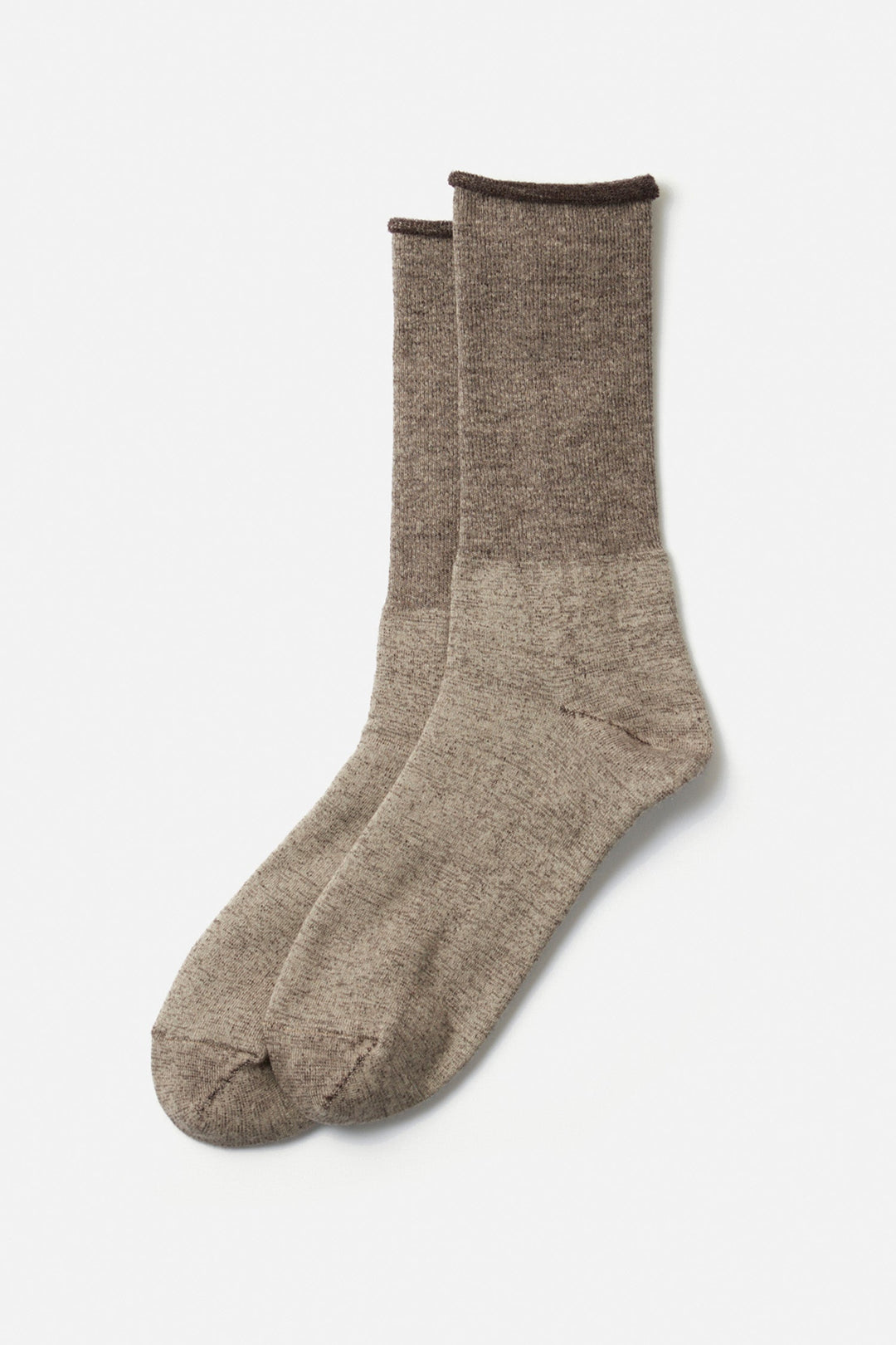 A pair of RoToTo City Socks in grey with dark brown trim by RoToTo, shown against a plain white background.