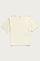The Bridge & Burn Organic Hemp Boxy Tee in Ivory is a short-sleeved, crew neck top made from organic cotton and hemp, shown against a light background.