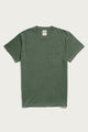 The Bridge & Burn Organic Hemp Pocket Tee in Cypress is a sustainable men’s midweight jersey made from organic cotton hemp, featuring a round neckline and small left chest pocket.
