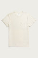 The Bridge & Burn Organic Hemp Pocket Tee in Ivory is a vintage-style, short-sleeve t-shirt with a round neckline and single chest pocket, shown laid flat on a light background.