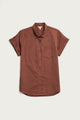 The Bridge & Burn Bea Shirt in Copper is a tailored-fit, short-sleeve button-down with a single chest pocket, shown laid flat on a white background.