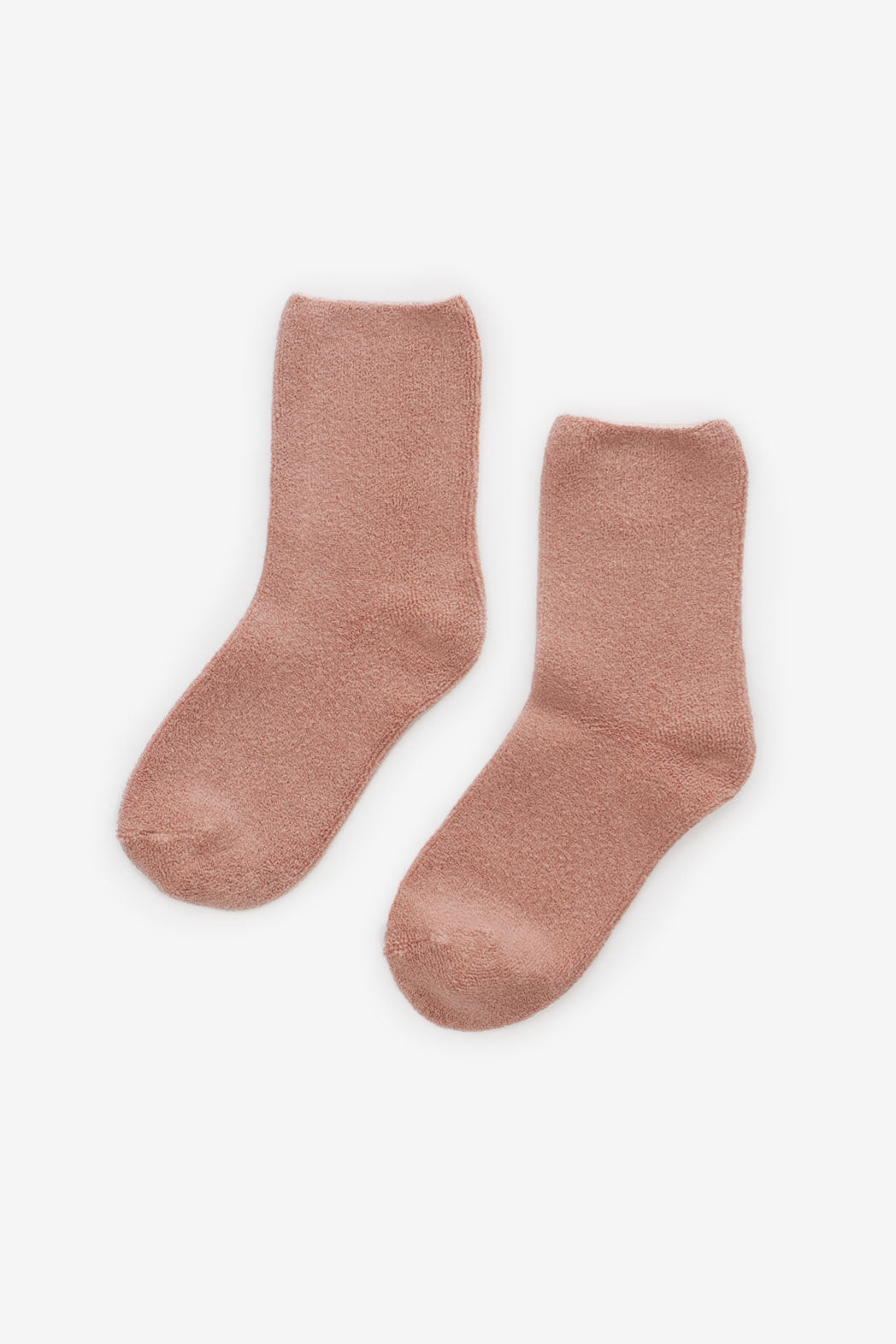 A pair of Le Bon Cloud Socks in Mulberry, crafted from US-grown cotton, shown side by side on a plain white background.